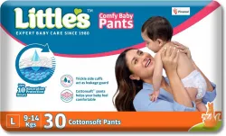Littles Comfy Baby Pants, Standard, Large, 30 Count With 10 Hours Absorption Protection - L (30 Pieces) 