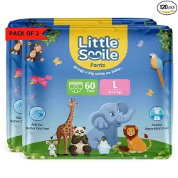 Little Smile Baby Diapers Pants L (9–14kg) 120 Count