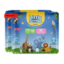 Little Smile Baby Diapers Pant Style | Extra Large (XL) Size | Ideal for 9-14 Kgs Baby | 100 Count- Odorless and Antibac