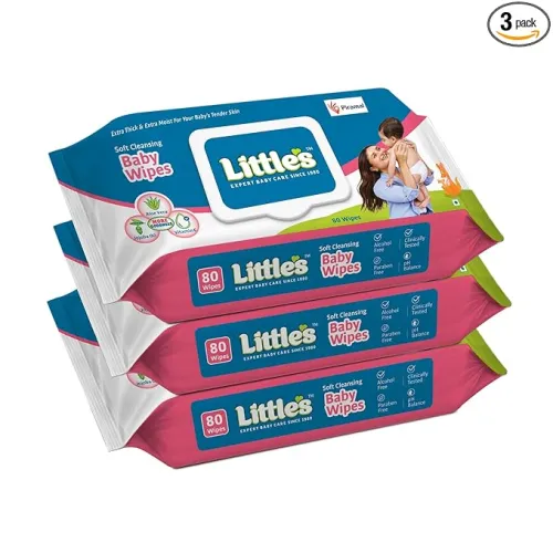 Image of Little's Soft Cleansing Baby Wipes with Lid (240 Wipes, Pack of 3)