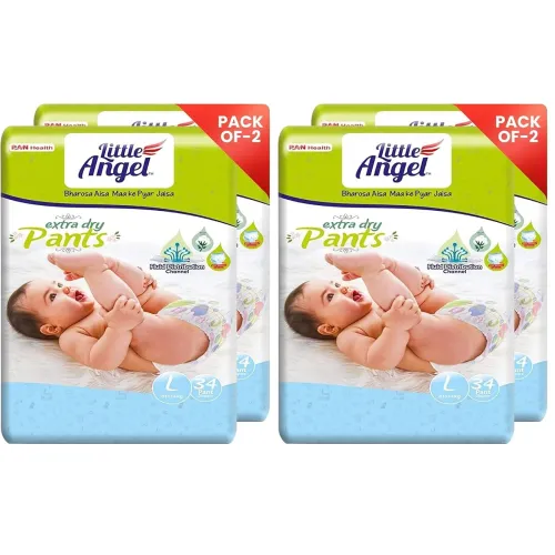 Image of Little Angel Extra Dry Baby Pants Diaper Large Size 34 Count (PO4)