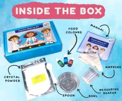 Little Olive Newton Box Education Gift Box | Make Your Own Crystals | 3 Years above (Blue)