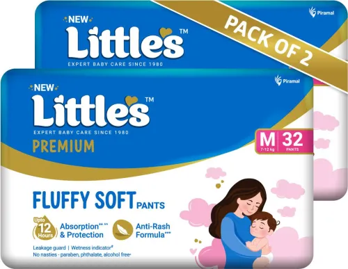 Image of Littles Comfy Baby Pants Diapers.Medium - M  (64 Pieces)