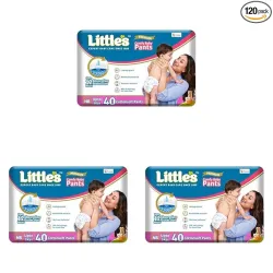 Littles New Born Baby Diaper Pants Style | 40 Count - Pack of 3 