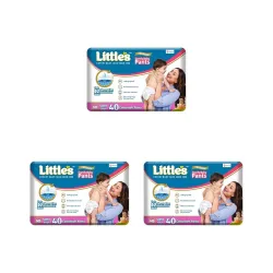 Littles New Born Baby Diaper Pants Style (NB) | Upto 5 kg | 40 Count - Pack of 3 | CottonSoft Baby Diapers with Leakage