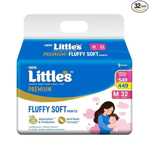 Image of Little's Premium Baby Diapers M Size (Medium) Pants Style, 32 Count