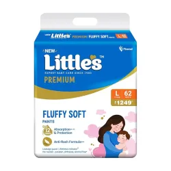 Littles Premium (L) Baby Diapers 62 Count