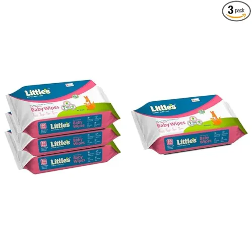 Image of Little's Soft Cleansing Baby Wipes 80 wipes pack of 3