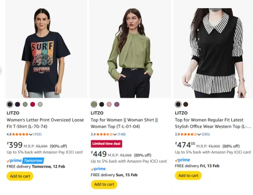 Image of Litzo Women Tops Upto 90% Discount 