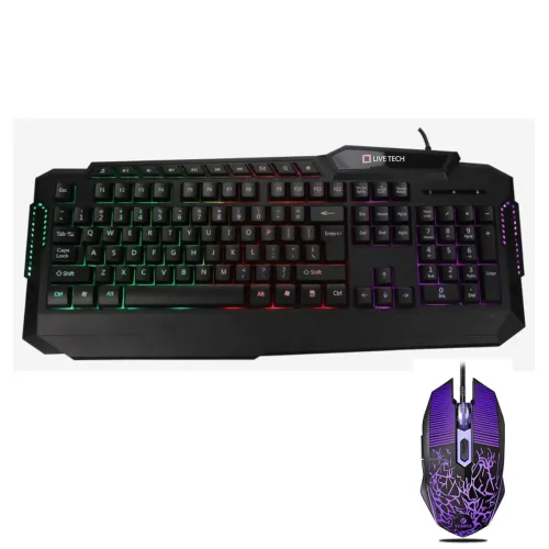 Image of Live Tech Daunt Gaming Keyboard and Mouse Combo | 104 Keys Membrane Keyboard with 3-Color LED Backlight | 3200 DPI 7-Col