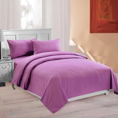 Image of living creations Satin King Flat 220 TC Striped Bedsheet  