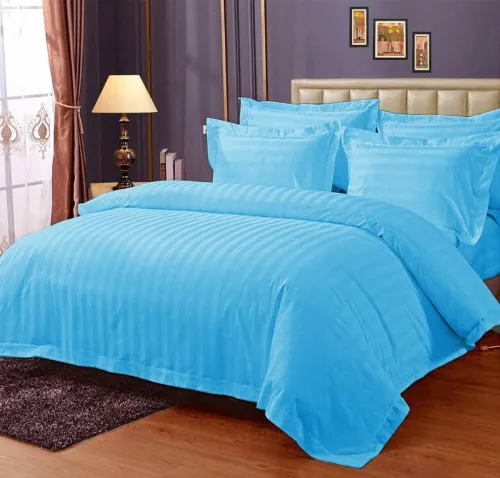 Image of Living Creations Satin King Flat Striped Bedsheet 220 TC Pack of 1