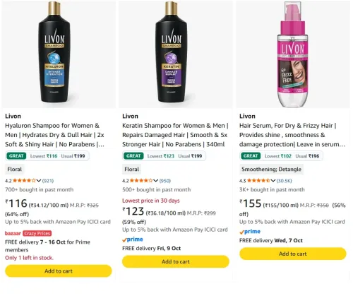 Image of Livon Hair Serum upto 64% Discount