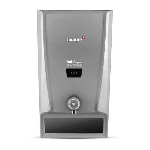 Image of Livpure Bolt+ Copper with 80% Water Savings, Copper+RO+In-Tank UV+Mineraliser+, 7 L tank, Water Purifier for home, (Grey
