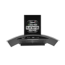 Livpure Eterna 90 cm | Curved Glass | 1400 m³/hr Suction | BLDC Motor | Filterless | Touch & Gesture Control | Low Noise | 10 Years Motor + 1 Year Comprehensive Warranty | Black