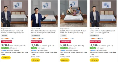 Image of Livpure Smart Mattress starting @ ₹4299