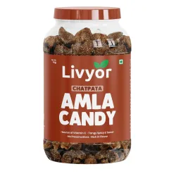 Livyor Dried Chatpata Amla Candy for eating - 1kg | Dried and Spicy | Indian Dry Gooseberry Avla | Mouth freshner | 
