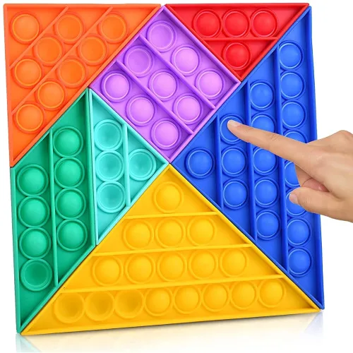 Image of LIVYU LIFE Push Pop Bubble Fidget Sensory Toy, 7 PCS Colorful Silicone Tangram Puzzles, A Decompression Toy that Relieve