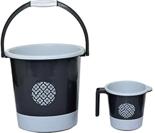Image of Liza Set Of 2 Durable Plastic Bathroom Bucket Mug