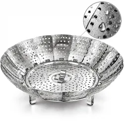 Liznoriz Vegetable Steamer Basket, Stainless Steel, 6 to 10.5 Inch