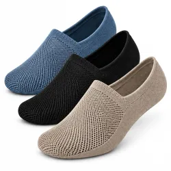 Loafer Socks for Men, Cotton No Show Low Cut Socks with Anti-Slip Heel Grip