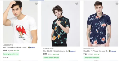 Image of Locamotive Men Shirt Starting @ ₹143
