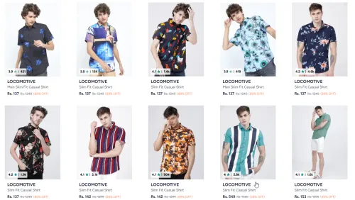 Image of LOCOMOTIVE Men Black Slim Fit Printed Casual Shirt