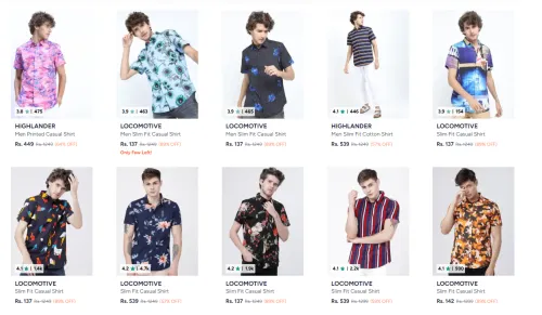 Image of LOCOMOTIVE Men Printed Casual Cotton Shirt Starting @ 137