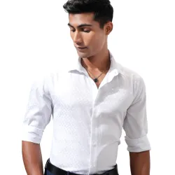Locomotive Mens Slim Fit Shirts | Self Design | Long Sleeves 
