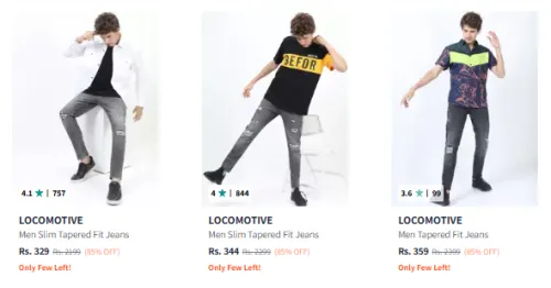 Image of Locomotive Men's Jeans at Minimum 80% Discount