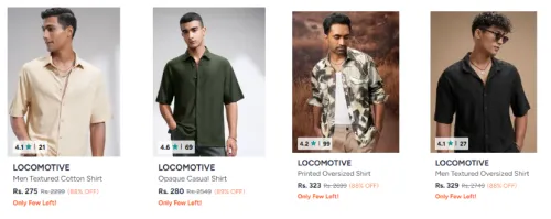 Image of Locomotive Men's Shirts at minimum 80% Discount