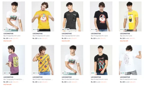Image of LOCOMOTIVE Men's T-Shirt Starting @ ₹119