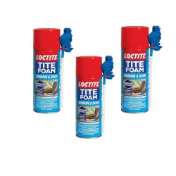 Loctite Tite Foam Windows & Door PU sealant(White), Expanding Foam for windows and door gaps filling, keeps dust and pests aways, DIY dries fast, waterproof no shrinkage easy application, 340g*3