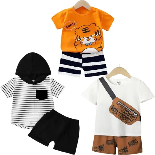 Image of Lofn Unisex-Child Cotton Clothing Sets for Baby Boys (Pack Of 3)