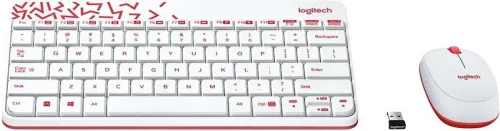 Image of Logitech MK240 Wireless Keyboard and Mouse Combo  (White&Vivid Red)