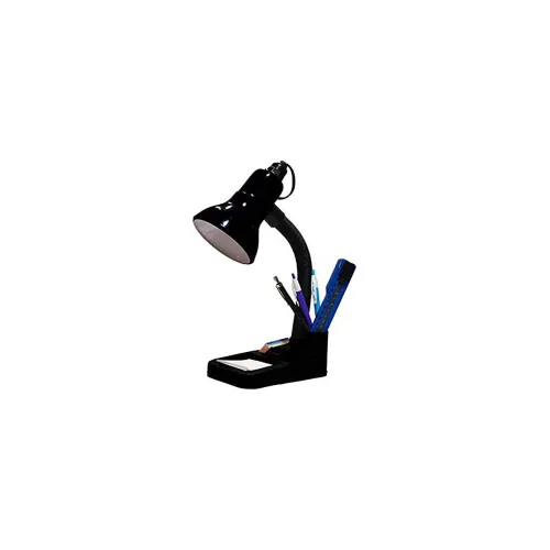 Image of LOGRO Flexible Black Electric Table Lamp with Attached Pen Stand for Office