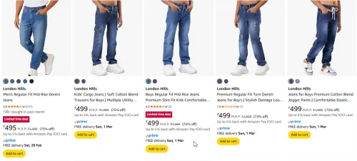 Image of london hills mens jeans at 75% discount 