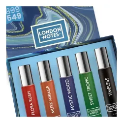 LONDON NOTES Unisex Perfume Gift Set 5x15ml | Long Lasting Fragrance for Men & Women | Sweet, Musk, Floral, Mystic & Tim