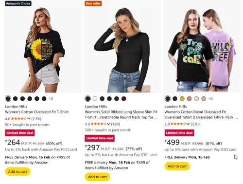 Image of London Hills tshirt for women upto 80% off