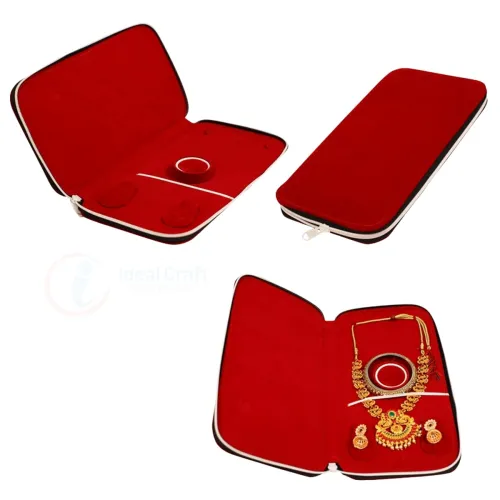 Image of Long Haram Chain Necklace and Earring Jewel Jewellery Zip Purse Pouch