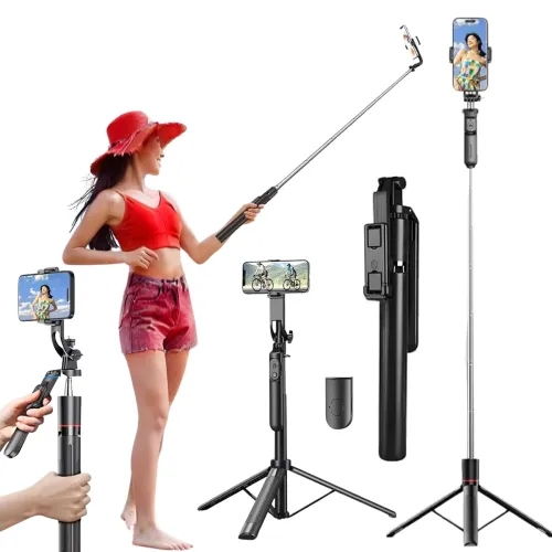 Image of Long Selfie Stick with Tripod Stand 67-Inch