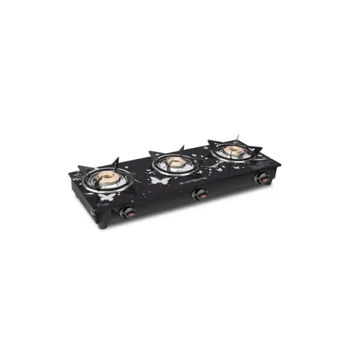 Image of Longway Astra 3-Burner Glass Top Manual Gas Stove (Black)