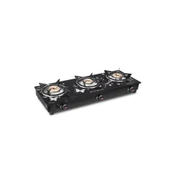Longway Astra Glass Top, 3 Burner Manual Ignition Glass Gas Stove (Black, ISI Certified, 2 Year Warranty)