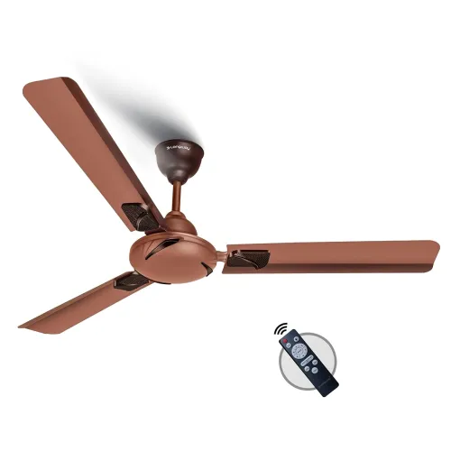 Image of Longway Creta P1 1200 mm/48 inch Remote Controlled 3 Blade Anti-Dust Decorative Star Rated Ceiling Fan (Rusty Brown, Pac