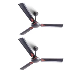 LONGWAY Creta P2 1200 mm/48 inch Ultra High Speed 3 Blade Anti-Dust Decorative Star Rated Ceiling Fan (Smoked Brown, Pac