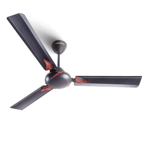 Image of LONGWAY Creta P1 1200 mm/48 inch Ultra High Speed 3 Blade Anti-Dust Decorative Star Rated Ceiling Fan (Smoked Brown, Pac