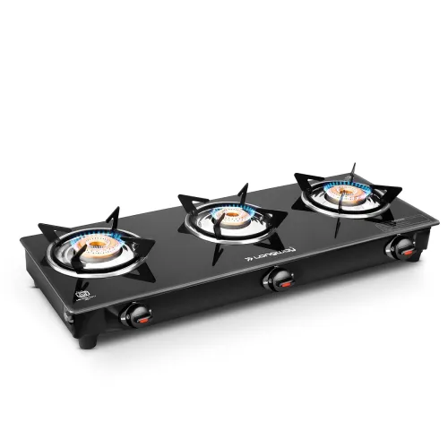 Image of Longway Furn 3 Burner Manual Ignition Glass Gas Stove
