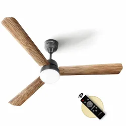 LONGWAY Luminair Max 1200 mm BLDC Ceiling Fan with Remote Control & LED Light | BEE 5 Star Rated Energy Efficient | Ultra High Speed 3 Blade Anti-Dust Decorative Ceiling Fan (Smoked Cedar, P...