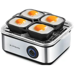Longway LWEB04 500 Watt Stainless Steel Egg Boiler/Cooker for Steaming, Cooking & Boiling 2 Years Warranty (Silver, 8 Eg