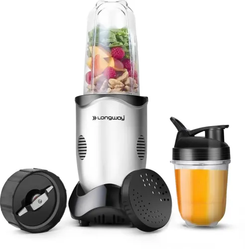 Image of Longway Nutri 600W Mixer Grinder (2 Jars, Black & Silver)
